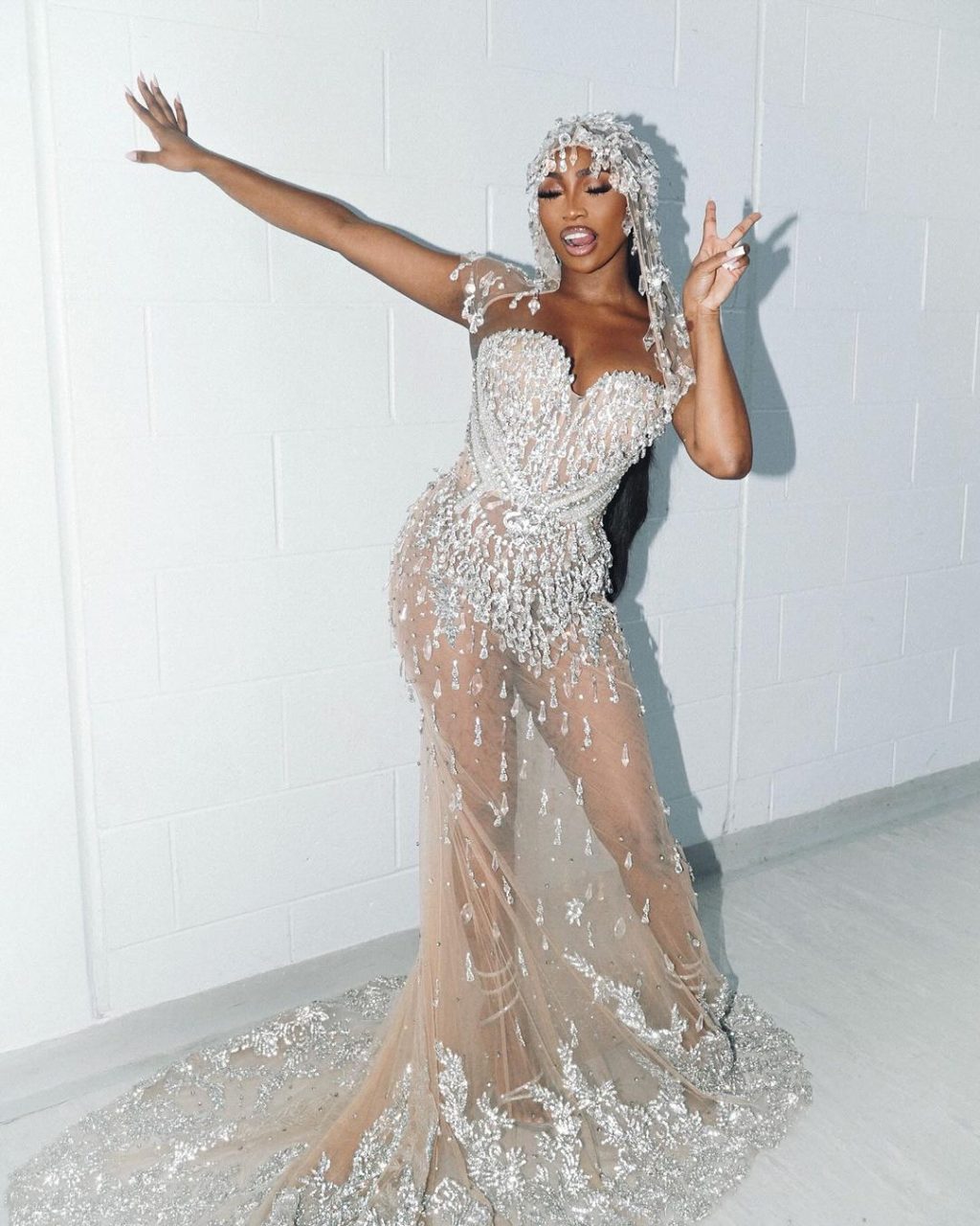 Indiyah-SILVER CRYSTAL BRIDAL MERMAID DRESS