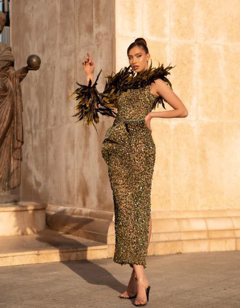 Gold Feathered Dress