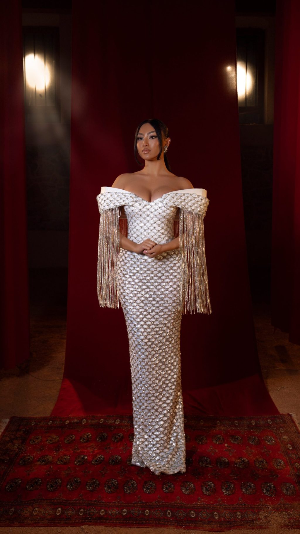 Michela - Fringe off shoulder Gown