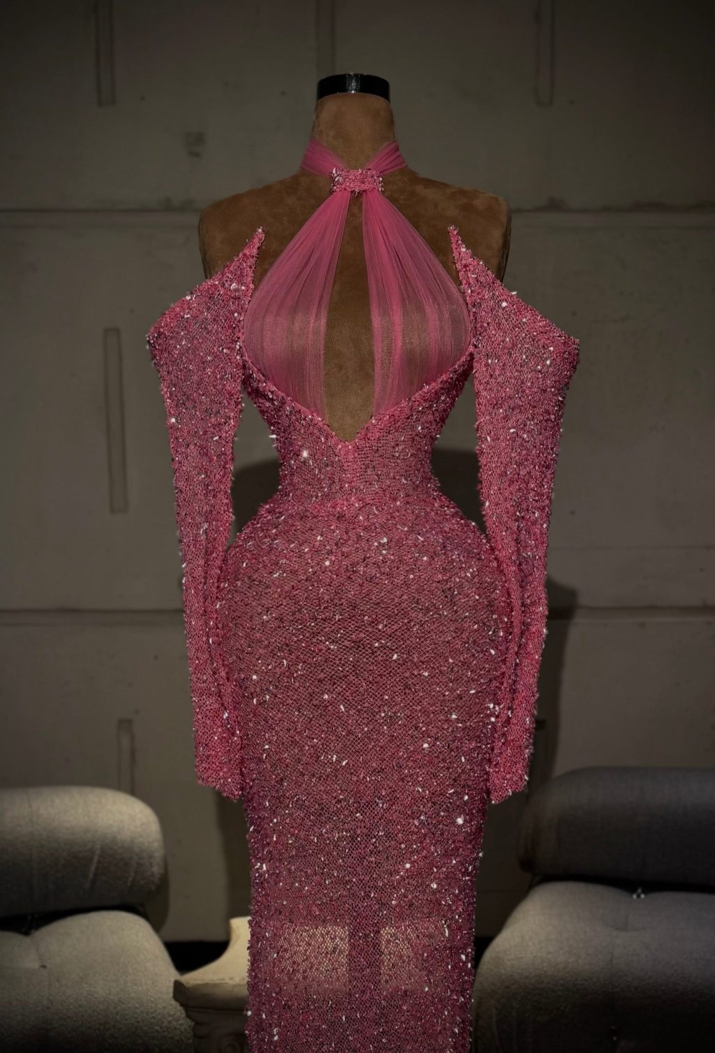 StÃ¨lia - Fuchsia Crystal Cutout Gown