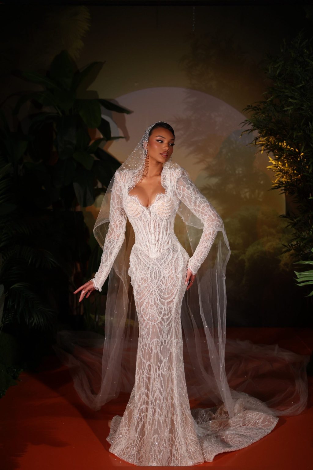 Diarla - Beaded Long Sleeve Gown