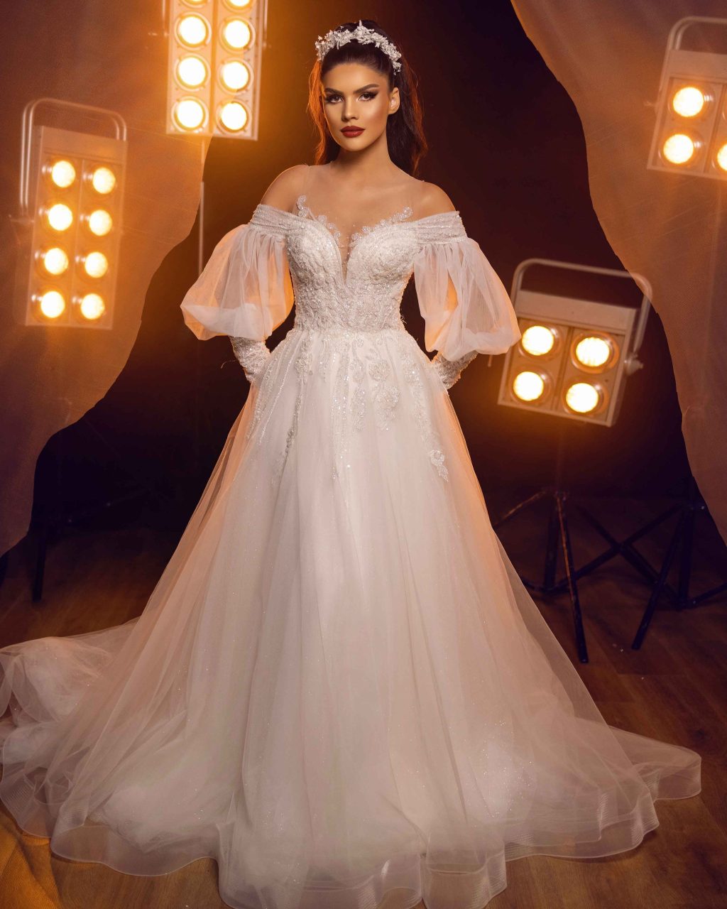 Off Shoulder A-Line Evening Gown