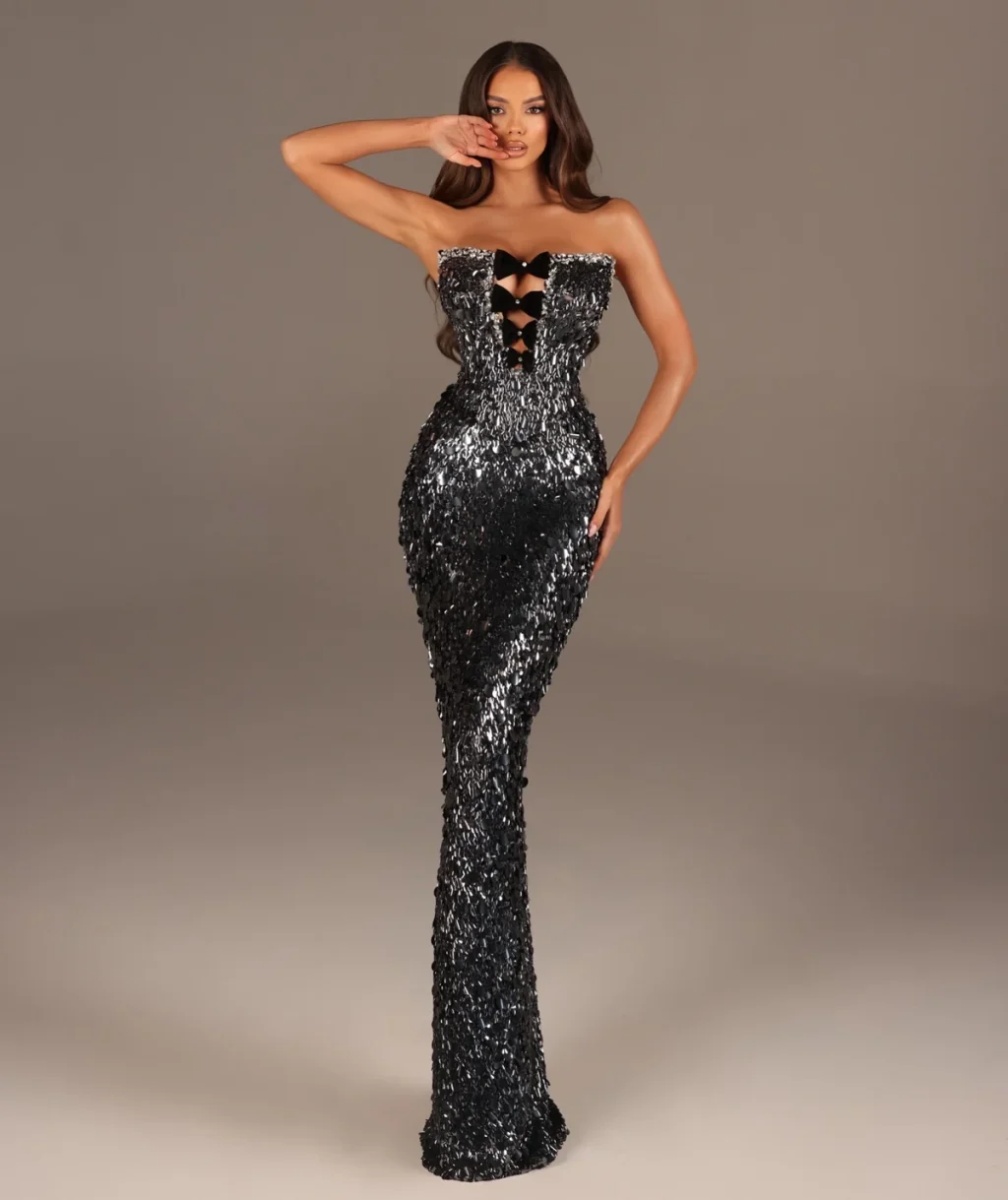 Dayana - Strapless Cut Out Sequin Gown